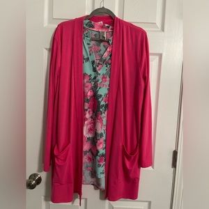 Adorable Honeyme xl sleeveless tank and 2x Zenana knit jacket.  Pink!